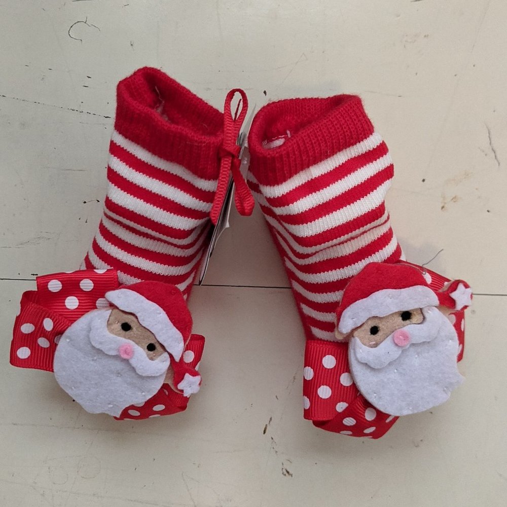 Sold Out Mud Pie Christmas Striped Santa Baby Socks